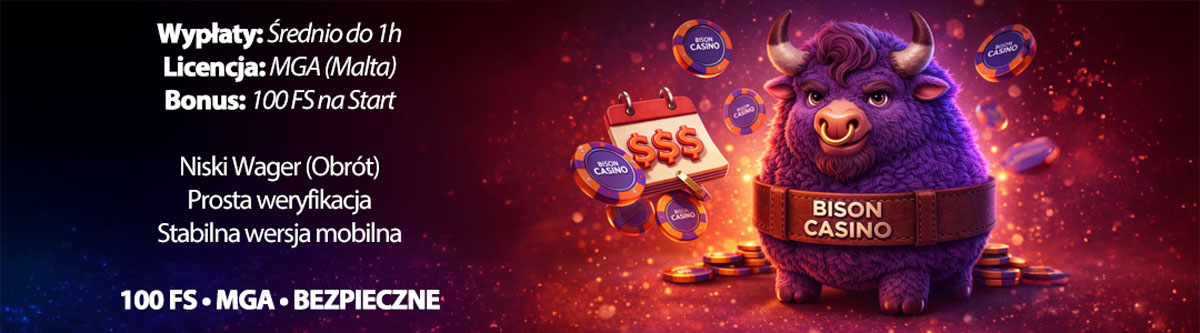 Bison Casino - jedna z najstabilniejszych ofert bonusów bez depozytu w Polsce Bison Casino bonus bez depozytu darmowe spiny 2026